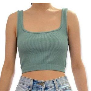 Zara green seamless ribbed tank top